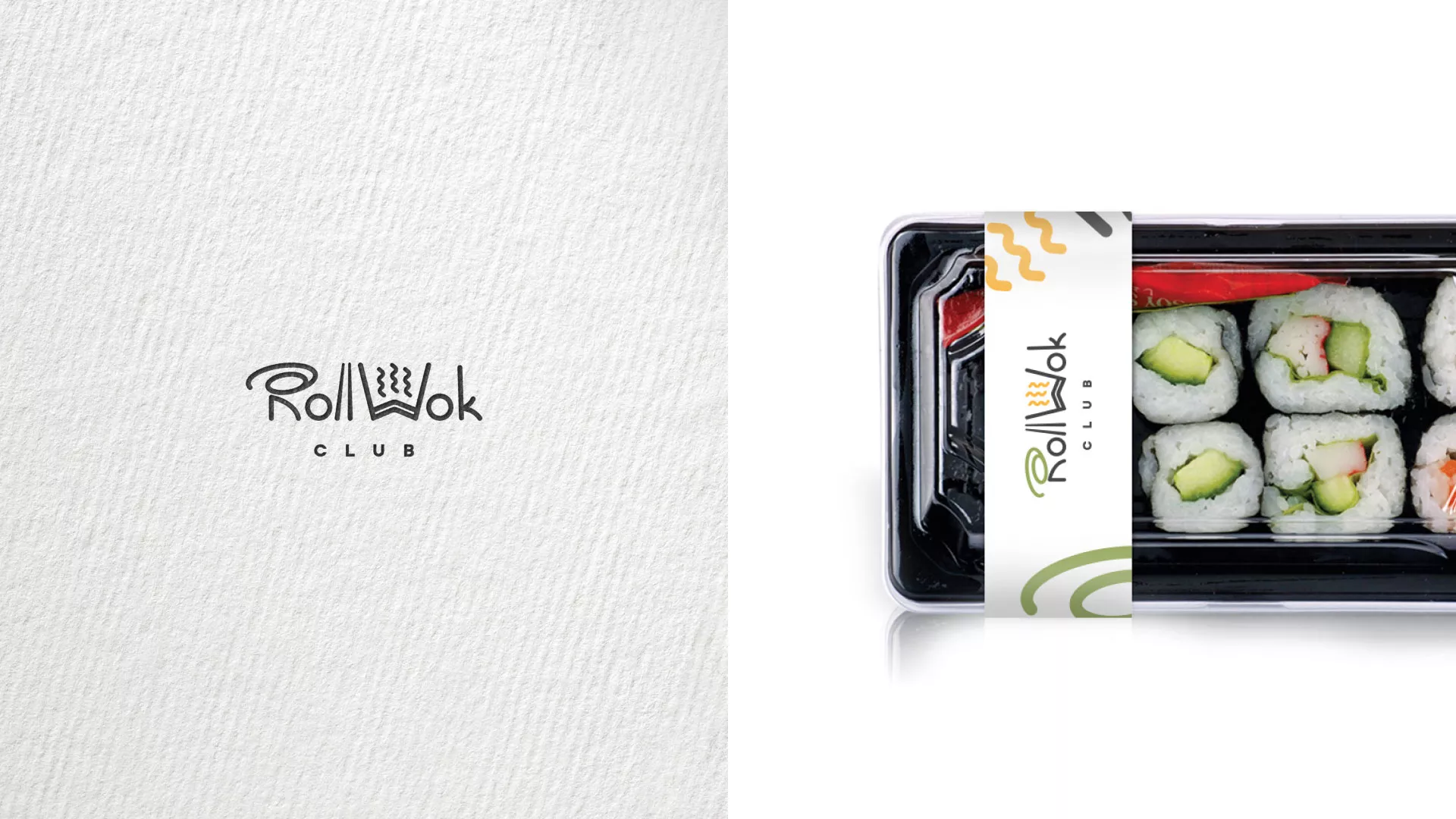 Разработка логотипа и фирменного стиля суши-бара «Roll Wok Club» в Меленках